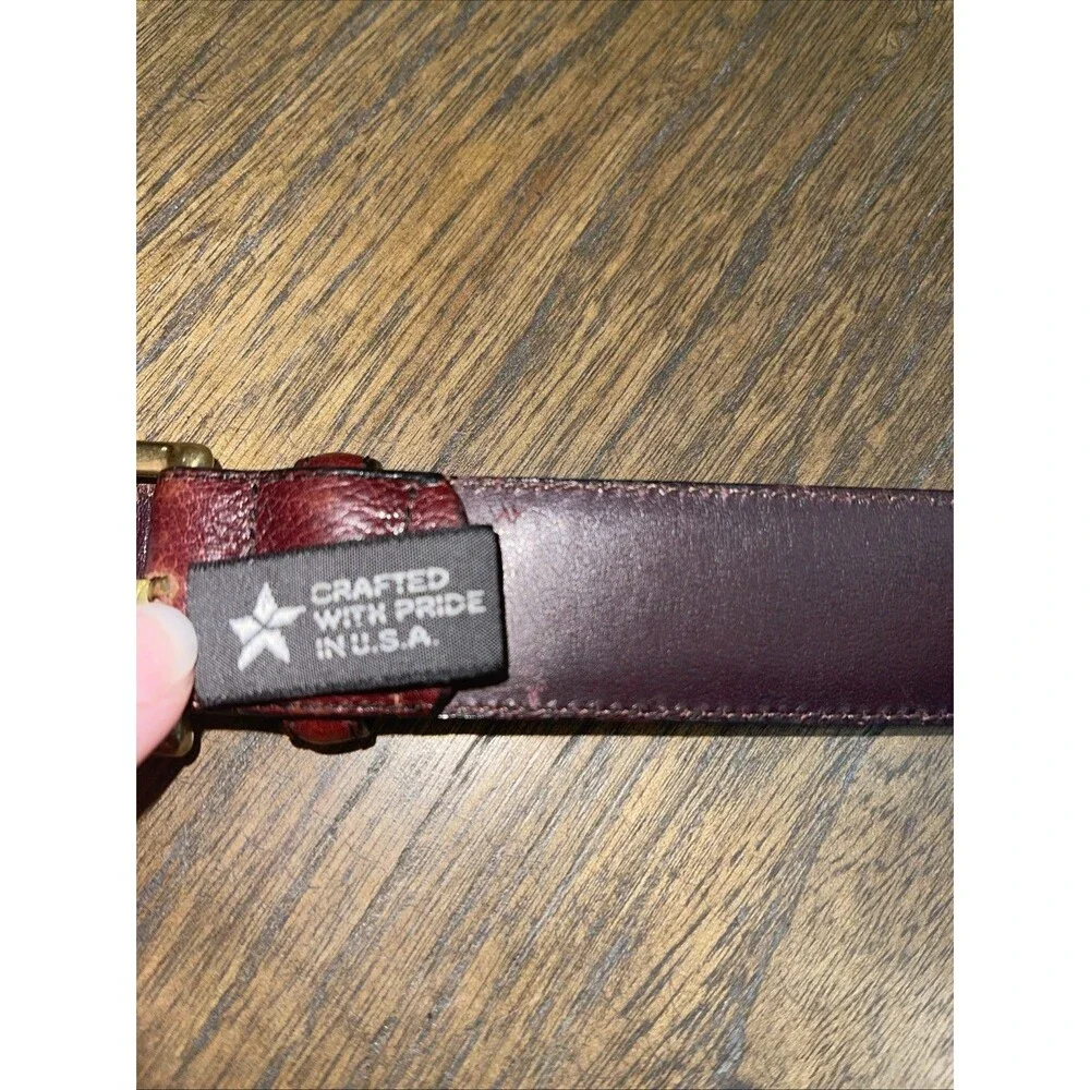 Brighton Belt Size 38 Brown Leather Brass Buckle Classic Vintage USA Made